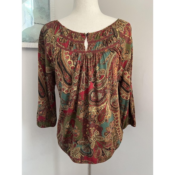 Lauren Ralph Lauren Tops - Lauren Ralph Lauren Top Womens Medium Multicolor Paisley 3/4 Sleeve Boho Tunic